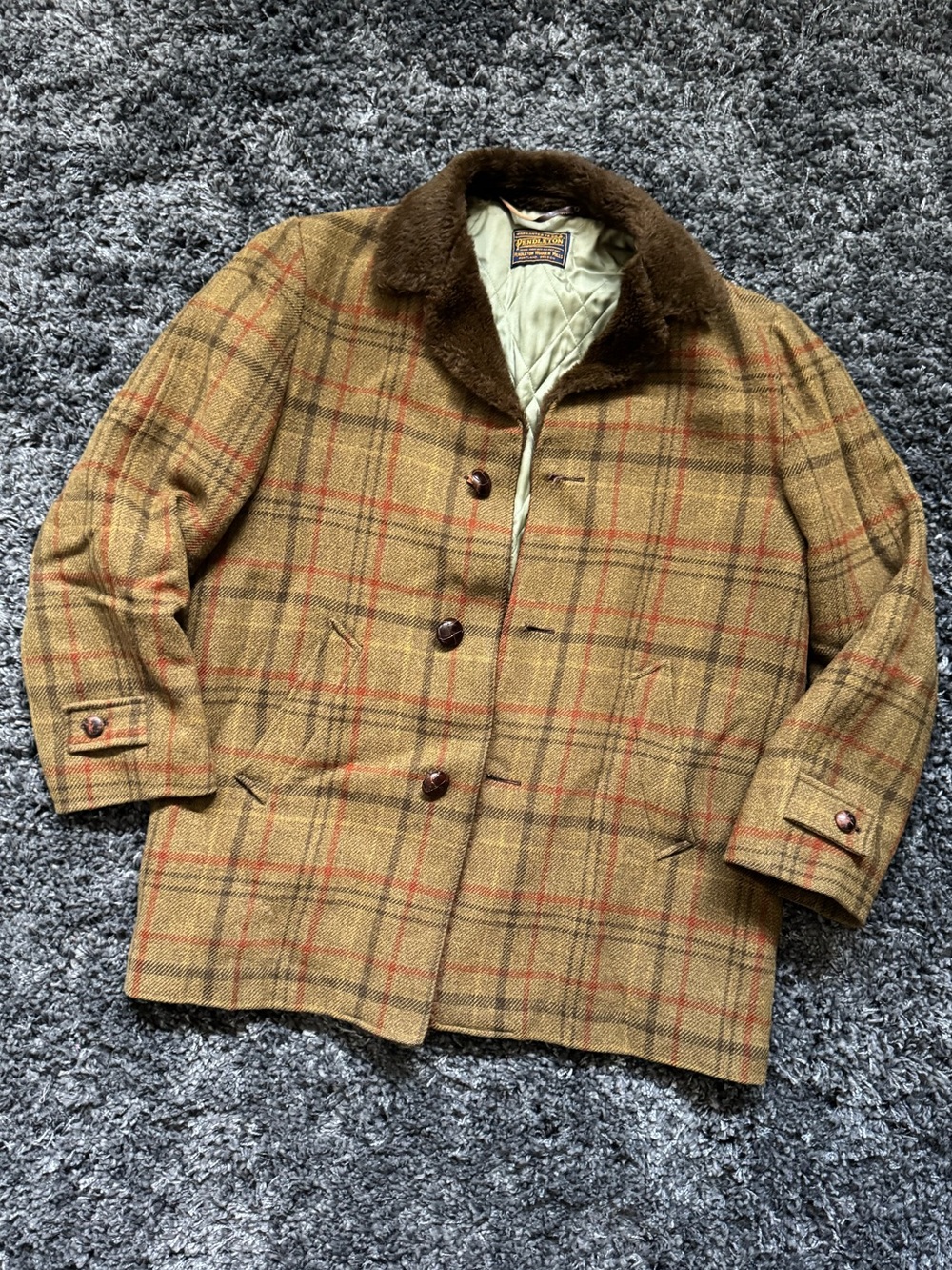Pendleton Men’s Vintage‎ Plaid Wool Button Front Hunting Coat